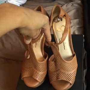 Jessica Simpson tan heels never worn!! Brand new